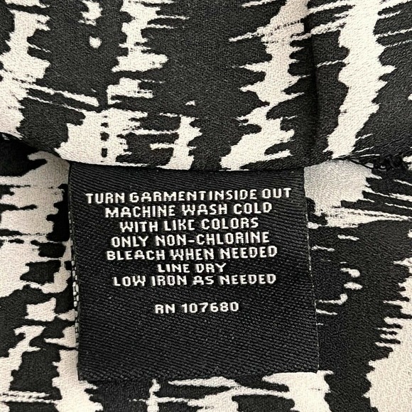 Nue Options Blouse Top Animal Print Black White Semi Sheer Size PM - Picture 6 of 9